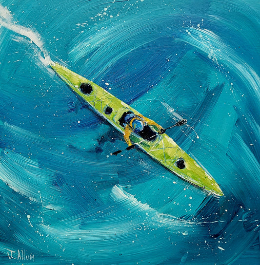 Aerial Kayaker. Original Painting by Jo Allum