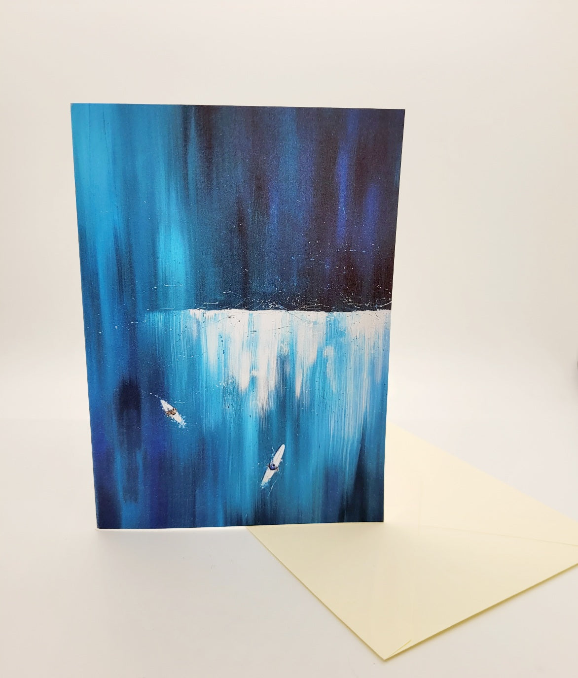 Aerial Surfers Blue Greetings Card